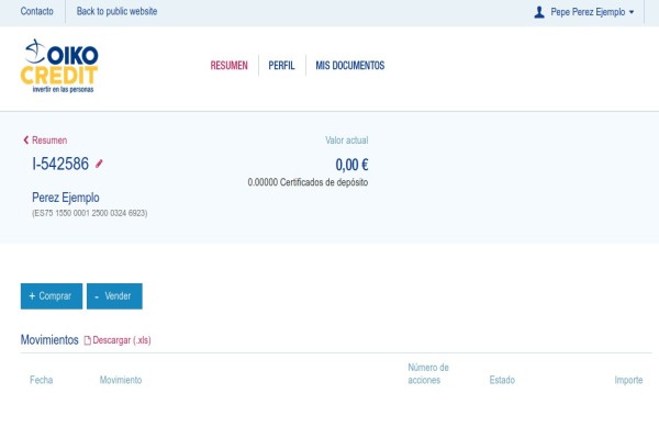Muestra del portal MyOikocredit. (Clica en la imagen para ampliarla) Muestra del portal MyOikocredit.